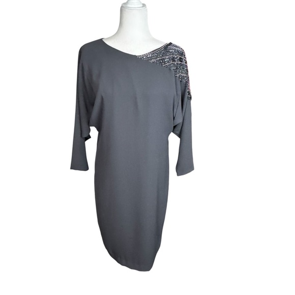 Vtg Jack Bryan Gray Dress Sequin Cocktail Evening Classic Est Sz 8  READ - Picture 1 of 6